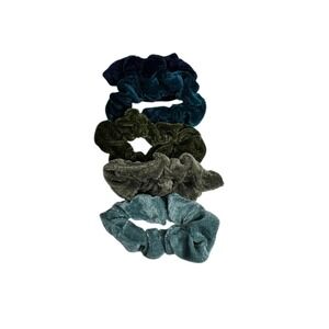 NEW hair ties accessories women girls all hair types velvet lot of 5 BLUES